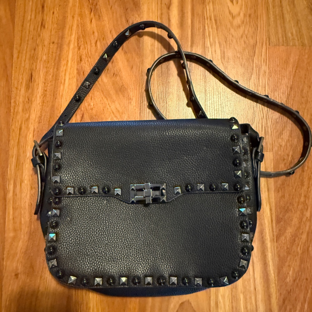 Chic Black Studded Crossbody Bag